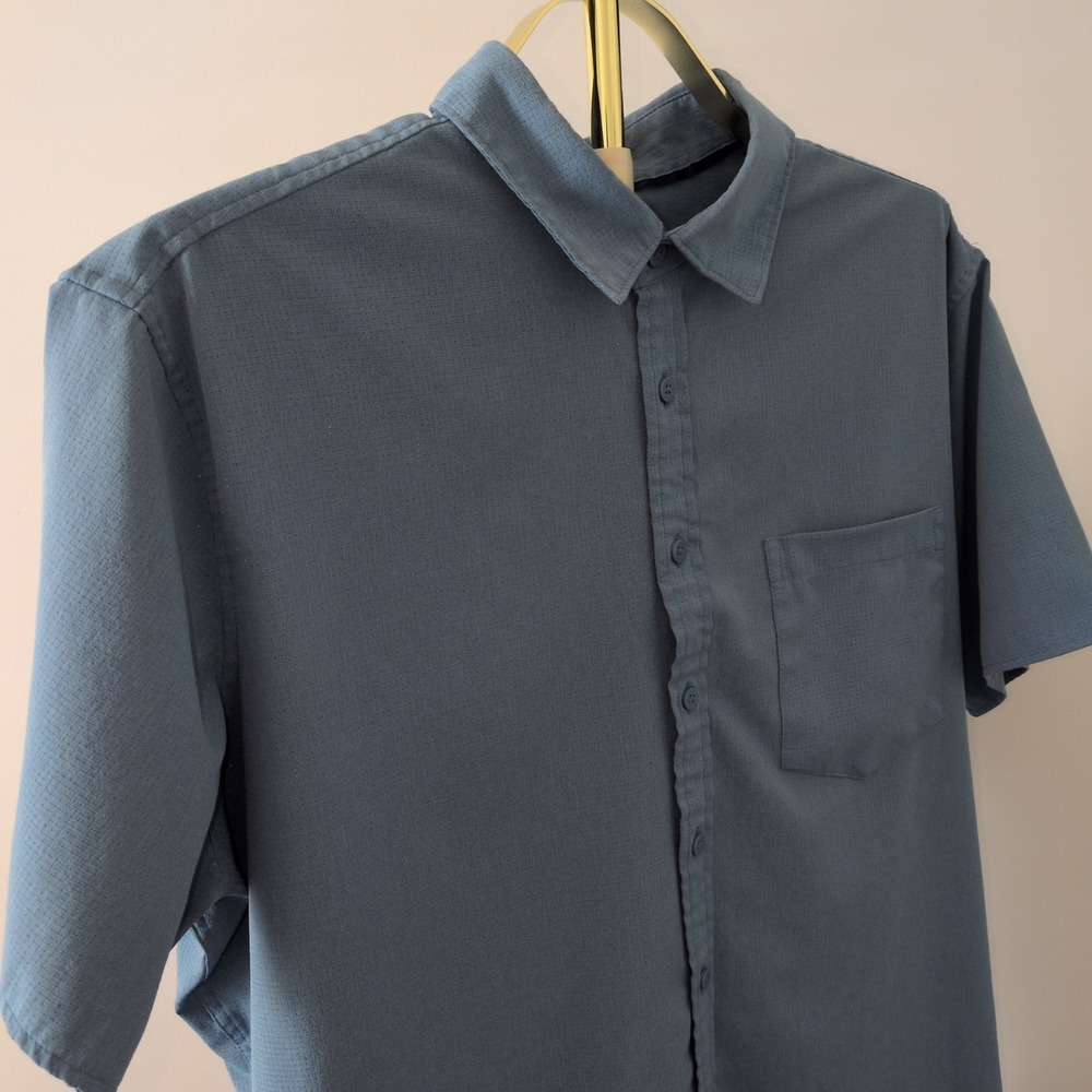 Apt 9 Performance Button Down Men XLT Blue Premier Flex Tech Mesh Short Sleeve - Picture 3 of 8